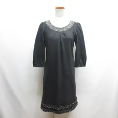 カールパークレーン KarL Park Lane 七分袖 ウール ワンピース 9 チャコールグレー 裏地付き 日本製