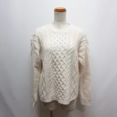 ユニクロ UNIQLO ケーブル クルーネック ニット セーター L オフホワイト