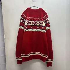 JC Penney ジェーシーペニー 70-80s Nordic Knit ニット 11935 レッド size:XL【中目黒B03】