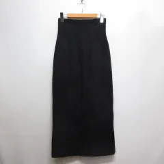 ベースメント BASEMENT ハイウエスト マキシ ロング ナロー スカート S 黒 ブラック 左サイドスリット ストレッチ コットン 裏地付き