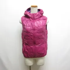 ユニクロ UNIQLO ウルトラライト ダウン ベスト フード M ピンク 収納袋付き