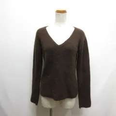 マックスマーラ MAX MARA モヘヤ混 Vネック ニット セーター S 茶 ブラウン 袖先ジップ イタリー製