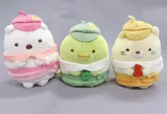 【中古】ぬいぐるみ しろくま＆ぺんぎん?＆ねこ(制服) てのりぬいぐるみセット 「映画 すみっコぐらし ツギハギ工場のふしぎなコ」