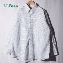90s USA製 エルエルビーン L.L. Bean ボタンダウン XL 相当 チェックシャツ ホワイト ブルー ネイビー オックスフォードシャツ ヴィンテージ Vintage ストリート オーバーサイズ アメカジ 古着 R6040