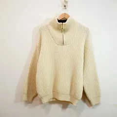 Oldderby Knitwear (S) イギリス製 ハーフジップニットセーター オールドダービー ニットウェア メンズ　白　トップス　K3-55のサムネイル