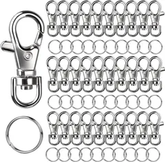 【在庫処分】キーホルダー パーツ アクセサリーパーツ 30個セット 10mmレバー付きナスカン金具 キーホルダー金具 キーリング ナスカン ステンレス KEYAN 回転リング付きフック