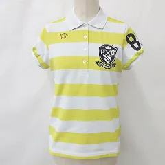 パーリーゲイツ PEARLY GATES ゴルフ ポロシャツ 半袖 ボーダー ワッペン 速乾 ニコちゃん イエロー グレー 黄 0