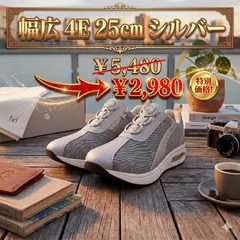 ⭐️【新品未使用】幅広4E 25cm シルバースニーカー ウォーキング 厚底 S27