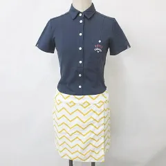 キャロウェイ CALLAWAY ゴルフ ワンピース 膝丈 半袖 シャツワンピ 無地 プリント 幾何柄 刺繍 紺 白 黄 ネイビー ホワイト イエロー S