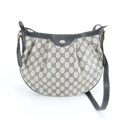 ヴィンテージ オールド グッチ GG スプリーム レザー ショルダーバッグ 斜め掛け クロスボディ ネイビー レディース RUE DQ46-10【中古】