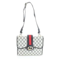 ヴィンテージ オールド グッチ GG スプリーム レザー ショルダーバッグ 肩掛け ワンショルダー ネイビー レディース RUE DQ46-7【中古】