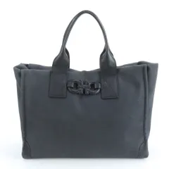 美品 サルヴァトーレフェラガモ ダブル ガンチーニ レザー トート バッグ 肩掛け ショルダー ハンド 黒 A4 レディース RWE DQ18-7【中古】