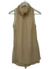 ナラカミーチェ NARA CAMICIE フリルブラウス ノースリーブシャツ  チュニック シースルー ベージュ  トップス