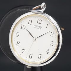 ❤️電池交換済838 SEIKO セイコー QZ 懐中時計 ホワイト ヴィンテージ