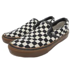 バンズ VANS スリッポン スニーカー ローカット チェッカーボード柄 26cm アイボリー 黒 ブラック 