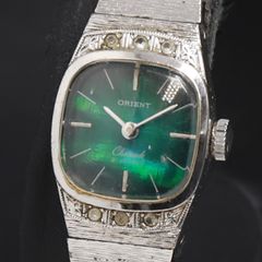 希少 ORIENT 手巻き 腕時計 グリーン文字盤 21石 ヴィンテージ 稼働品