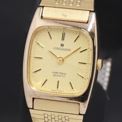ユンハンス アストラ クォーツメンズ 腕時計 ゴールド文字盤 稼働品 