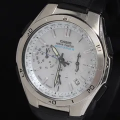 稼働 カシオ ウェーブセプター WVQ-M410 タフソーラー 白文字盤 クロノグラフ デイト メンズ腕時計 KRH 2000000 NSK