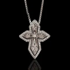 【熟練職人手造り】モアサナイト ダブルクロスネックレス Silver925　プラチナ加工 金属アレルギー対応　1.2mm　45cm*50cm　ベネチアンチェーン　【KK24625】