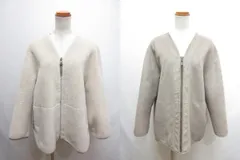 ルグラジック Le glazik リバーシブル フェイクスエード ボア ブルゾン 36 モカ/オフホワイト ジップ ジャケット