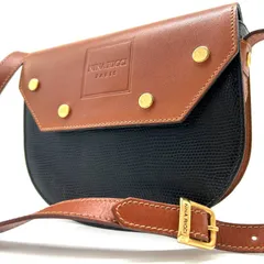 NINA RICCI ニナリッチ ショルダーバッグ ポシェット ブラック キャメル レザー フラップ スタッズ 斜め掛け