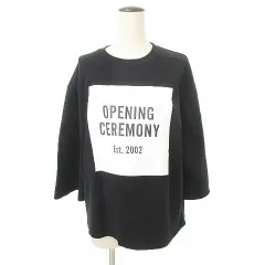 オープニングセレモニー OPENING CEREMONY 半袖 トレーナー ロゴ プリント Mサイズ 黒 ブラック ■YHS8