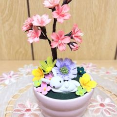 どんぐりアート♡桜咲く 森の仲間とお花見オブジェ♡ - メルカリ