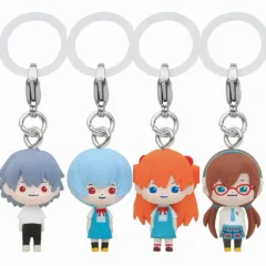 4種まとめ エヴァンゲリオン めじるし 羽風 薫、レイ、アスカ、マリ/キーホルダー ガチャ