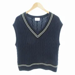 ユナイテッドアローズ UNITED ARROWS ニット ベスト プルオーバー ライン Vネック 紺 ネイビー /HO□ 0416 ■GY14