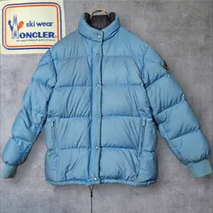 希少 80s VINTAGE MONCLER ASICS アシックス モンクレール ダウンジャケット レディースM相当 メンズS相当 右前仕様 ライトブルー 水色 雰囲気系 ボロ ヴィンテージ アーカイブ 80年代 スキーウェア バルーンシルエット