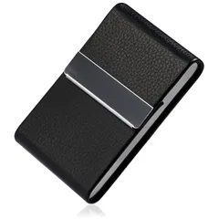 【新品】 【MALFY】名刺入れ 縦型 カードケース ステンレス鋼 チタンブラック PUレザー マグネット式開閉 名刺が折れない 30枚収納 薄型 ビジネス メンズ レディース 男女兼用 名刺ケース (ライチ柄--ブラック) 1