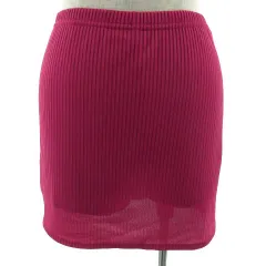 エモダ EMODA スカート タイト ミニ丈 インナーパンツ ウエストゴム 半光沢 ピンク S