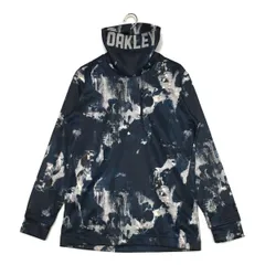 中古 メンズ オークリー OAKLEY 長袖シャツ XL 紺 ネイビー ハイネック タートル 裏起毛 総柄