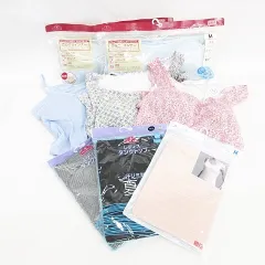 ユニクロ UNIQLO トップバリュ イトーヨーカ堂 タンクトップ キャミソール 8点セット エアリズム カップ付 ボーダー 無地 総柄 ピンク 青 黒 ブルー ブラック M