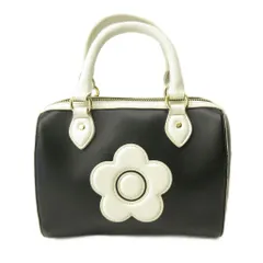 マリークワント MARY QUANT デイジークラシカル ミニボストンバッグ ショルダー フラワーモチーフ バイカラー 黒 白 ブラック ホワイト 0310