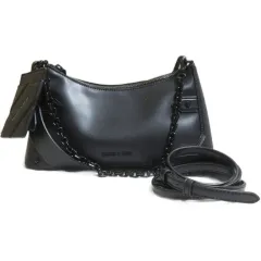 チャールズ&キース  CHARLES&KEITH チェーンハンドルバッグ ショルダーバッグ 3本ストラップ カードケース付きスタッズ 鞄 黒 ブラック /X
