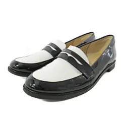 B&Y ユナイテッドアローズ BEAUTY&YOUTH ビューティー&ユース コインローファー スリッポン エナメル バイカラー 37.5 24.5cm ブラック ホワイト 黒 白 1106のサムネイル