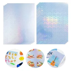 【在庫処分】ホログラフィックステッカー紙A4 8枚 印刷 2種類 シール 、使いやすい、剥がせる、光沢、防水、レーザー/インクジェットプリンターに適しています（21*29.7cm） ホログラム