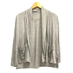 ジーユー GU カーディガン ボタンレス 羽織 長袖 薄手 無地 S グレー