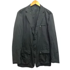 ランバン LANVIN COLLECTION ジャケット テーラード シングル チェック ウール混 シルク混 50 紺 ネイビー