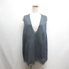 ミズイロインド mizuiro ind ワイド Vネック ベスト グレー 2-220029 メッシュ タグ付き