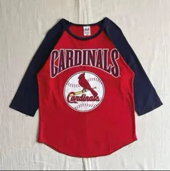 90s　vintage　ヴィンテージ古着　anvil　アンビルボディ　MLB　メジャーリーグベースボール　野球チーム　CARDINALS　両面ビッグロゴプリント　ラグランTシャツ　レッド×ネイビー　グランジ　Y2K　raglan sleeve T-shirt