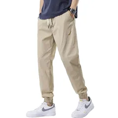 かっこいい ずぼん スリム サラサラ 無地 ボトムス リラックス ウエストゴム ストレッチ 人気 軽量 M~5XL 大きいサイズ 春 サルエルパンツ 9分丈 ズボン 秋服 秋 メンズ チノパン [Ｋａｙｉｙａｓｕ]