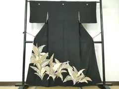 平和屋着物■豪華黒留袖　駒刺繍　蜀江花文　金彩　正絹　逸品　DABC9514qa