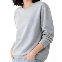 【新品】 [Dep Club] トレーナー レディース ゆったり 薄手 大きいサイズ スウェット スエット トップス 綿100 綿 アウトドア スポーツ プルオーバー 無地 長袖 春秋 春 秋 冬 春物 秋物 (JP, アルファベット, L, グレー)