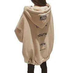 【新品】 [JudyRose] パーカー レディース トップス アウター ジップアップ フード ゆったり オーバーサイズ 大きめ カジュアル 可愛い あったか 裏起毛 春 秋 冬(2XL, カーキ)