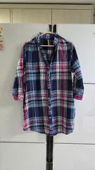 韓国製 CHECK ワンピース兼 シャツ ロング丈 66 M