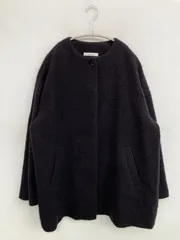 SIMPLICITE サンプリシテ ノーカラーコート ブラック ウール・ニット ナイロン 無地
