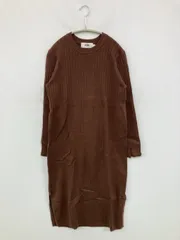 AZUL by MOUSSY アズールバイマウジー ワンピース S ブラウン ニット 無地 長袖 ひざ丈 タイト