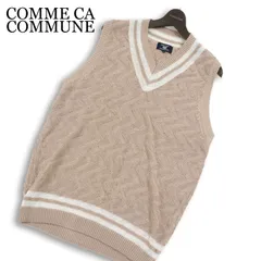 COMME CA COMMUNE コムサ コミューン 春夏 麻★ リネン100％ シェブロン チルデン ニット ベスト Sz.L メンズのサムネイル